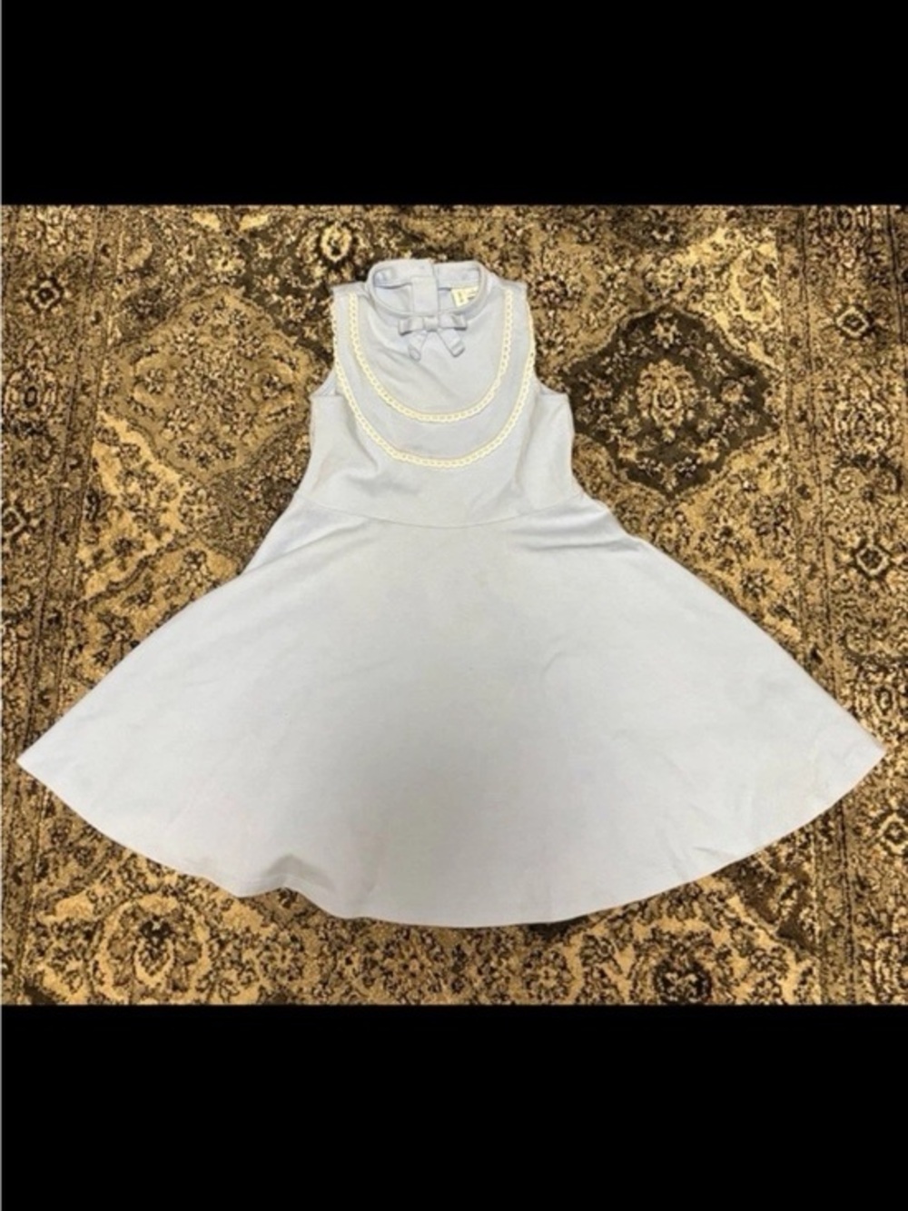 Janie and Jack Light Blue Sleeveless Fit-and-Flare Dress with Bow Neck size 5